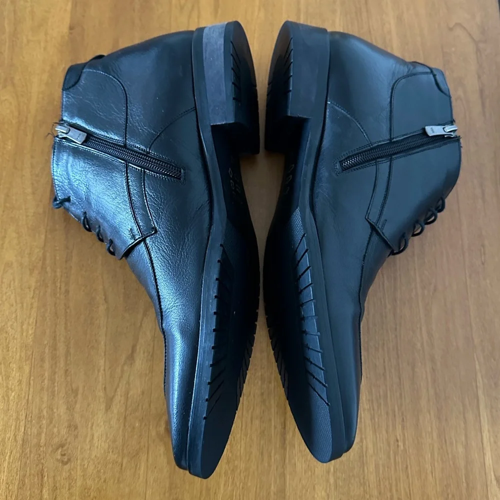 mario muzi Black Leather Ankle Men's boots EU 42 US 9,5-10.